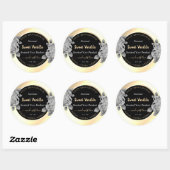 Trendy Zwart en Goud Product Labels Grijze Bloemen (Vel)
