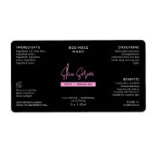 Trendy zwart en roze 2 OZ druppelaar flesetiket Etiket (Voorkant)