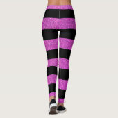 Trendy zwart en roze glitter strepen voor dames leggings (Achterkant)