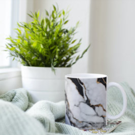 Trendy zwart en wit goud marmer koffiemok