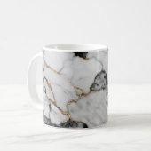 Trendy zwart en wit goud marmer koffiemok (Voorkant links)