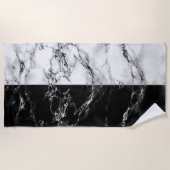 Trendy zwart en wit marmeren steen - zwart wit strandlaken (Voorkant)