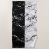Trendy zwart en wit marmeren steen - zwart wit strandlaken (Voorkant)