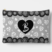 Trendy zwart en zilveren hart met Stippen en werve Etui (Voorkant)