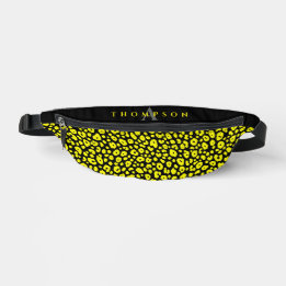 Trendy Zwart Geel Luipaard Dierprint Monogram Heuptasje