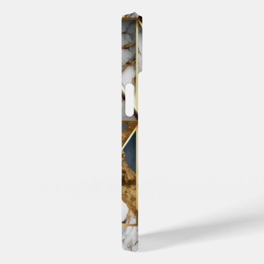 Trendy zwart goud geometrisch marmer monogram Case-Mate iPhone case (Achterkant / Rechts)