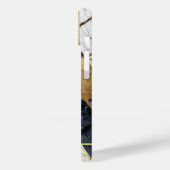 Trendy zwart goud geometrisch marmer monogram Case-Mate iPhone case (Achterkant / Links)