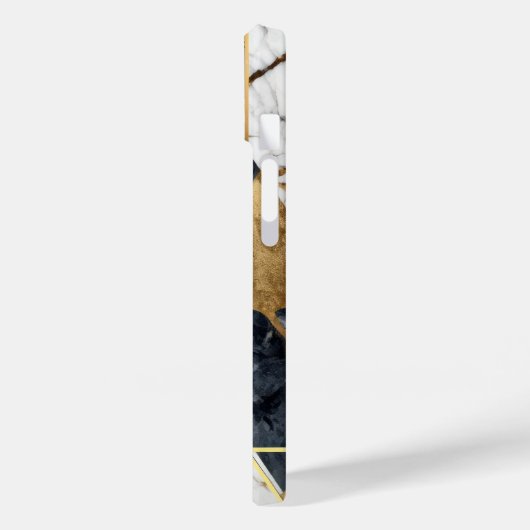 Trendy zwart goud geometrisch marmer monogram Case-Mate iPhone case (Achterkant / Links)