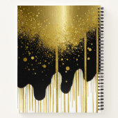 Trendy Zwart Goud Glitter Girly Monogram Naam Notitieboek (Achterkant)