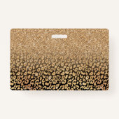 Trendy Zwart Goud Glitter Leopard Ombre Badge (Achterkant)