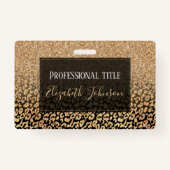 Trendy Zwart Goud Glitter Leopard Ombre Badge (Voorkant)