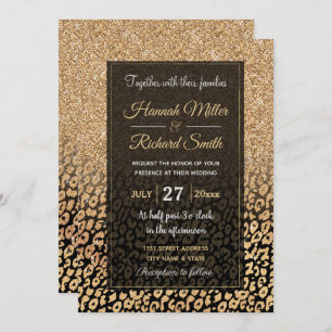 Trendy Zwart Goud Glitter Leopard Ombre Kaart