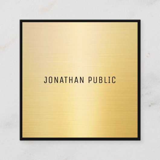 Trendy Zwart Goud Modern Elegant Design Sjabloon Vierkante Visitekaartje (Voorkant)