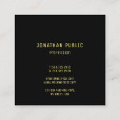 Trendy Zwart Goud Modern Elegant Design Sjabloon Vierkante Visitekaartje (Achterkant)