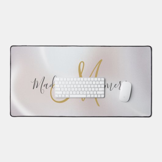 Trendy zwart goud monogram parelmoer iriserend bureaumat (Keyboard & Muis)