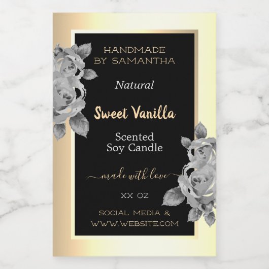 Trendy Zwart Goud Product Labels Kaarsen & Beauty Voedselcontainer Etiket (Enkel label)