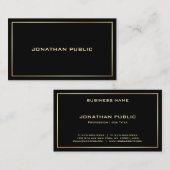 Trendy Zwart Goud Professioneel Modern Elegant Visitekaartje (Voorkant / Achterkant)