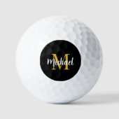 Trendy Zwart Goud Sjabloon Beste Monogram 12 Pack Golfballen (Voorkant)