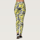 Trendy Zwart, Grijs & Geel Camo Print Sport Leggings (Achterkant)