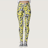 Trendy Zwart, Grijs & Geel Camo Print Sport Leggings (Voorkant)