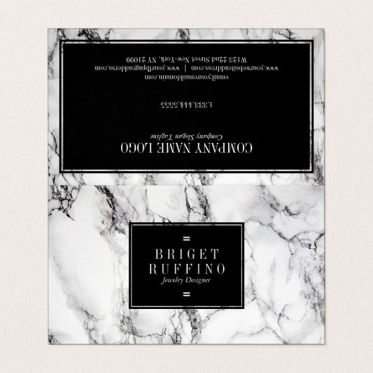 Trendy Zwart & Grijs Marmeren Sieraden Designer Visitekaartje (Buitenkant ongevouwen)