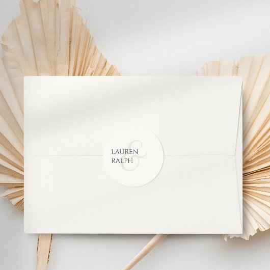 Trendy Zwart & Ivoor Script Bruiloft Ronde Sticker