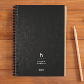 Trendy zwart leder modern monogram wekelijks planner
