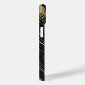 Trendy zwart marmer, gouden lovertjes monogram Case-Mate iPhone case (Achterkant / Rechts)
