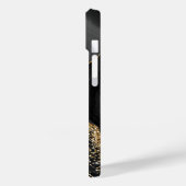 Trendy zwart marmer, gouden lovertjes monogram Case-Mate iPhone case (Achterkant / Links)