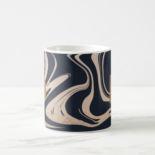 Trendy zwart marmer koper geometrische jouw naam koffiemok (Center)