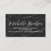 Trendy Zwart Marmer Make-up Artiest Haarsalon Visitekaartje (Achterkant)