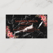 Trendy zwart marmer Roos gouden lippen make-up art Visitekaartje (Achterkant)