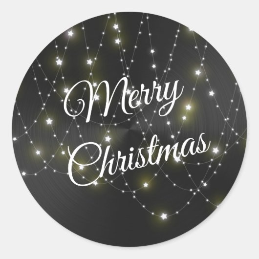 Trendy Zwart Metallic Lights Graphic Ronde Sticker (Voorkant)