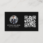 Trendy zwart minimalistisch grafisch contact visitekaartje (Voorkant)