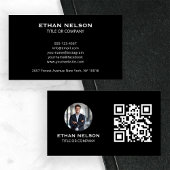 Trendy zwart minimalistisch grafisch contact visitekaartje