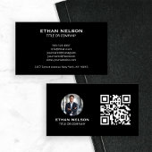 Trendy zwart minimalistisch grafisch contact visitekaartje