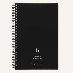 Trendy zwart noir modern monogram notitieboek