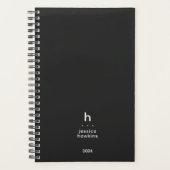 Trendy Zwart Noir Modern Monogram Weekly Planner (Voorkant)