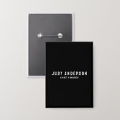 Trendy Zwart Professioneel Eenvoudig Modern Elegea Button (Voorkant / Achterkant)