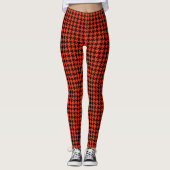 Trendy zwart & rood Houndstooth Deco Chic Patroon Leggings (Voorkant)