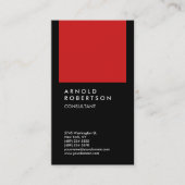 Trendy zwart rood moderne minimalistische vlakte visitekaartje (Voorkant)