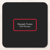 Trendy Zwart & Rood Plain Creatief Modern Kartonnen Onderzetters (Voorkant)