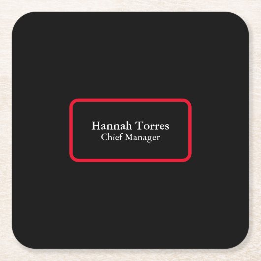 Trendy Zwart & Rood Plain Creatief Modern Kartonnen Onderzetters (Voorkant)