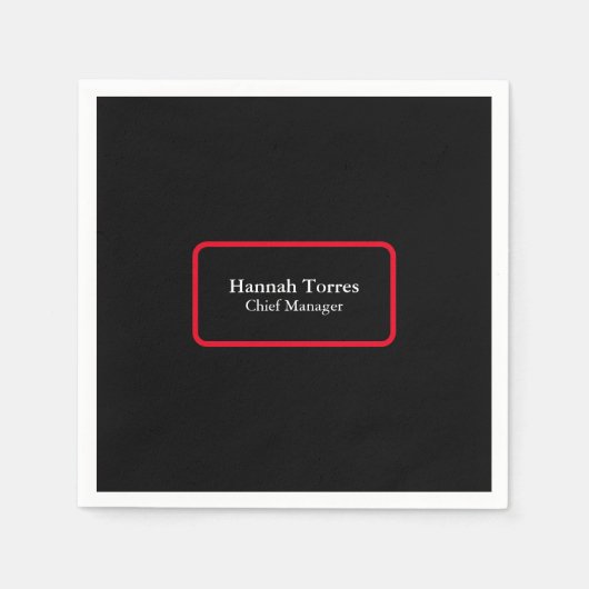 Trendy Zwart & Rood Plain Creatief Modern Servet (Voorkant)