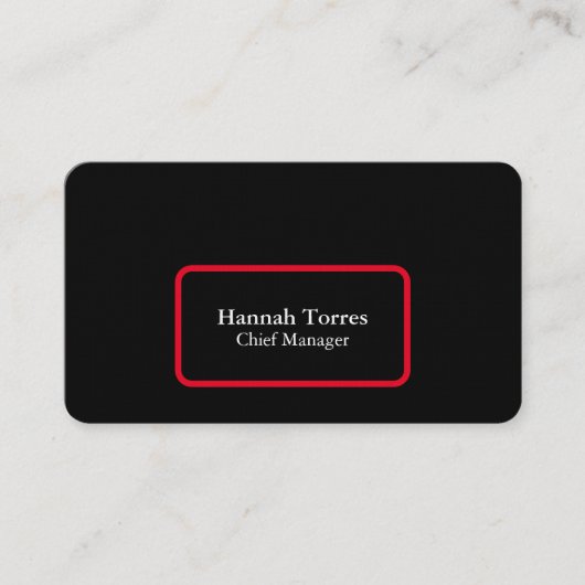Trendy Zwart & Rood Plain Creatief Modern Visitekaartje (Voorkant)