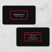 Trendy Zwart & Rood Plain Creatief Modern Visitekaartje (Voorkant / Achterkant)