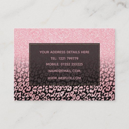 Trendy zwart Roos gouden glitter luipaard ombre Visitekaartje (Achterkant)