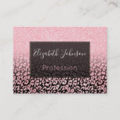Trendy zwart Roos gouden glitter luipaard ombre Visitekaartje (Voorkant)