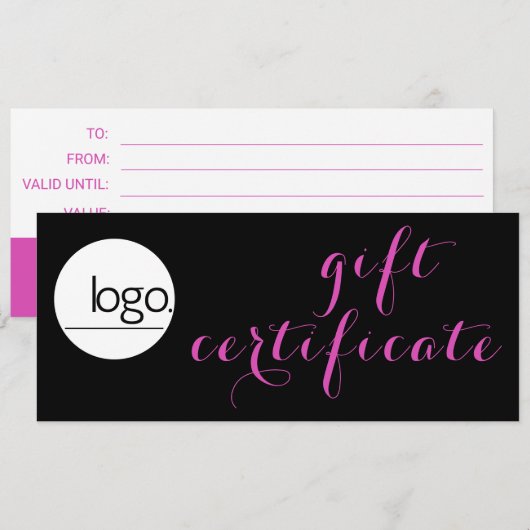 TRENDY ZWART ROZE BUSINESS LOGO CADEAUBON (Voorkant / Achterkant)