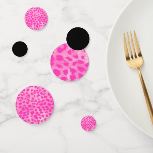 Trendy Zwart Roze Luipaard Cheetah Dierenprint Confetti (Groep)
